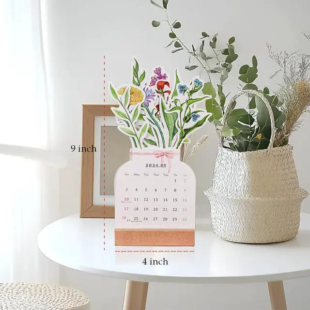 Alt view image 2 of 7 - 2026 Bloomy Flowers Desk Calendar Small Desk Calendar Mini Standing Floral Monthly Desktop Calendar for Home Office School Desk