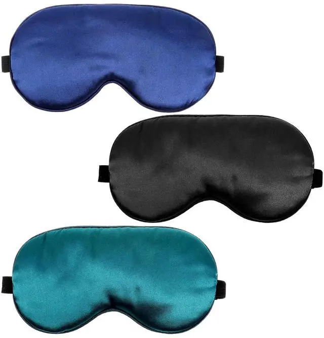 Main image of 3 Pcs Sleep Mask, Silk Blackout Eye Mask Eyeshade Black, Blue, Green
