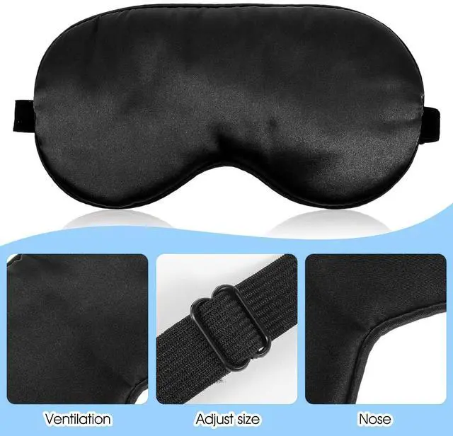 Alt view image 3 of 7 - 3 Pcs Sleep Mask, Silk Blackout Eye Mask Eyeshade Black, Blue, Green