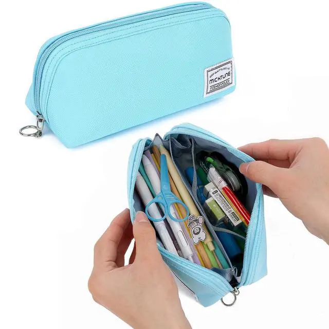Main image of Pencil Case,Large Opening Pencil Pouch,Zipper Closure,Portable Stationery Organizer pencil bag,Office Travel Multi-Purpose Bag (Blue)