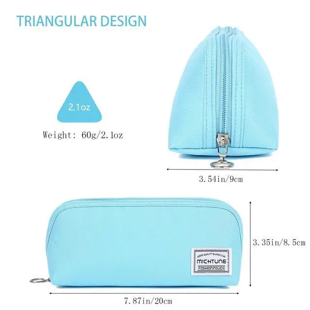 Alt view image 2 of 4 - Pencil Case,Large Opening Pencil Pouch,Zipper Closure,Portable Stationery Organizer pencil bag,Office Travel Multi-Purpose Bag (Blue)