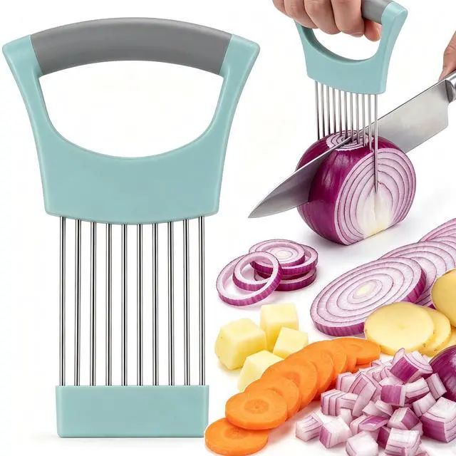 Main image of Steel Onion Holder for Slicing, Green