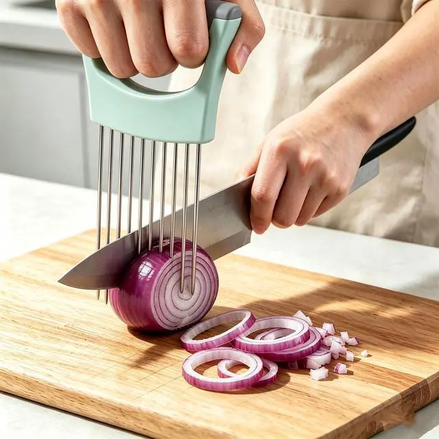 Alt view image 2 of 7 - Steel Onion Holder for Slicing, Green