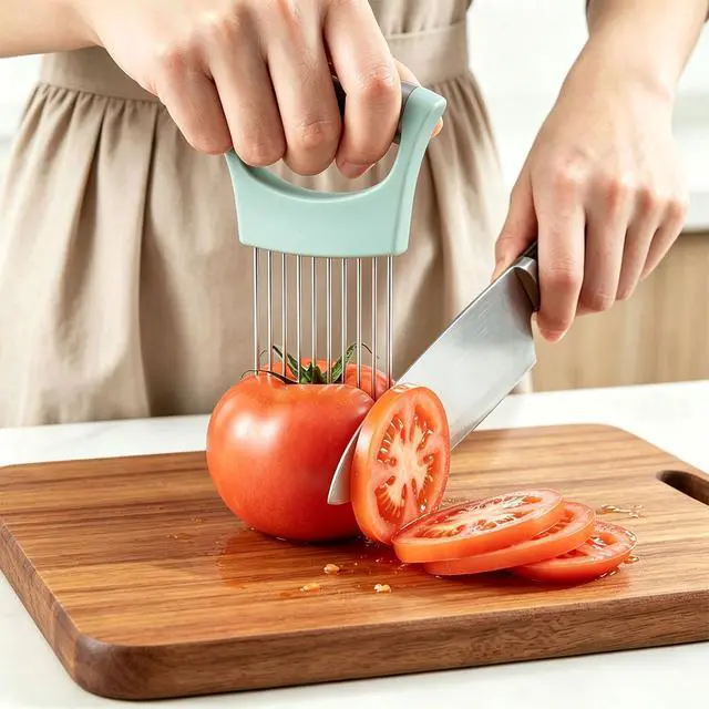 Alt view image 5 of 7 - Steel Onion Holder for Slicing, Green
