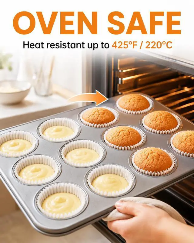 Alt view image 4 of 7 - Natural Cupcake Liners 500 Count,Non-stick Mini Cupcake Liners White Muffin Liners Greaseproof No Wrappers Baking CupsStandard Size