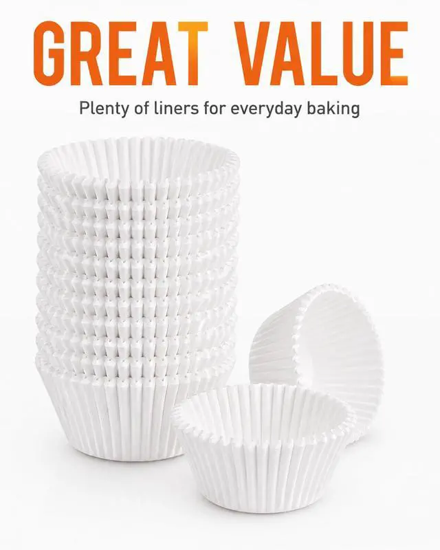 Alt view image 6 of 7 - Natural Cupcake Liners 500 Count,Non-stick Mini Cupcake Liners White Muffin Liners Greaseproof No Wrappers Baking CupsStandard Size