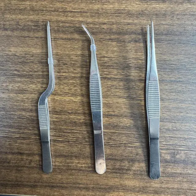 Alt view image 6 of 6 - Stainless Steel Tweezers Set for Small Gardening and Kitchen, Multi-Purpose Tools Silver Tweezers (3Pcs, 6.22Inches / 6.33Inches / 6.4Inches)