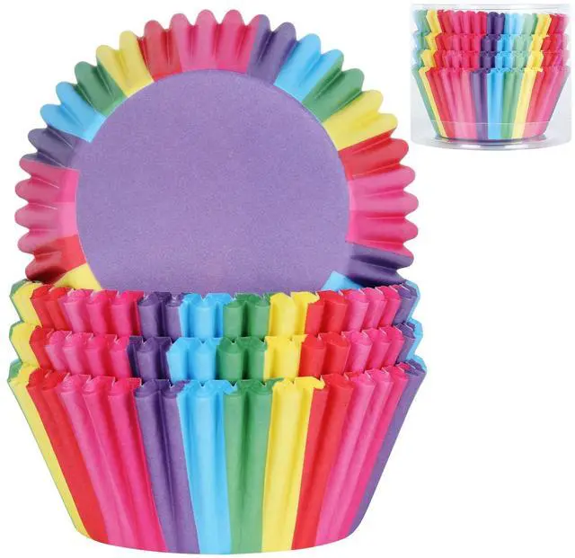 Main image of 100 Pcs Rainbow Cupcake Liners,Greaseproof Paper Muffin Cups for Party