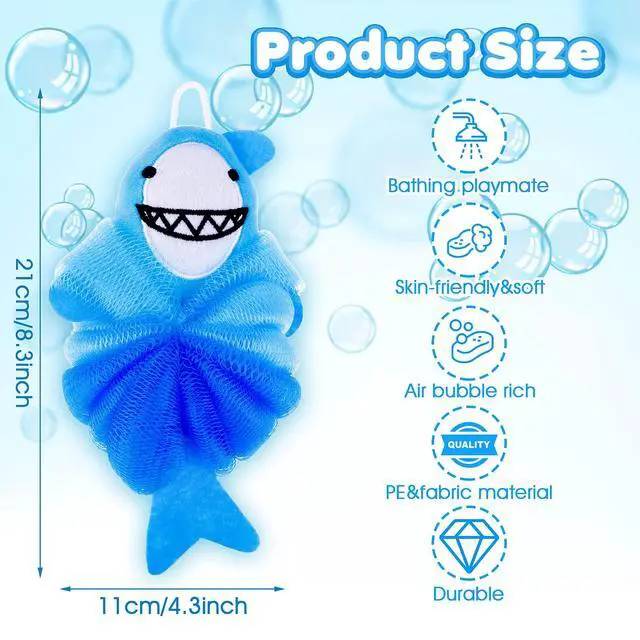 Alt view image 2 of 7 - Bath Loofahs Animal Bath Sponge for Bathing, Kids Loofah Bath Pouf Body Scrubber Mesh Loofah Sponges, Bath and Shower Loofah Sponge for Children Gentle Exfoliating