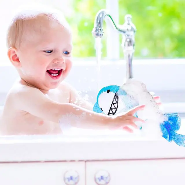 Alt view image 6 of 7 - Bath Loofahs Animal Bath Sponge for Bathing, Kids Loofah Bath Pouf Body Scrubber Mesh Loofah Sponges, Bath and Shower Loofah Sponge for Children Gentle Exfoliating