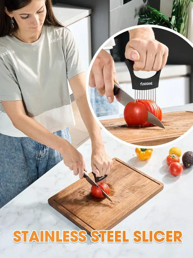 Alt view image 4 of 7 - Onion Holder for Slicing | Onion Slicer Holder | Tomato Cutter for Slicing of Lemon Avocados Eggs and Fruit, Multifunctional Vegetable Chopper, Home Essentials & Kitchen Gadgets Tool for Food Prep