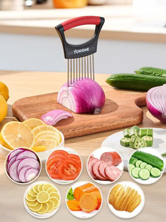 Alt view image 5 of 7 - Onion Holder for Slicing | Onion Slicer Holder | Tomato Cutter for Slicing of Lemon Avocados Eggs and Fruit, Multifunctional Vegetable Chopper, Home Essentials & Kitchen Gadgets Tool for Food Prep