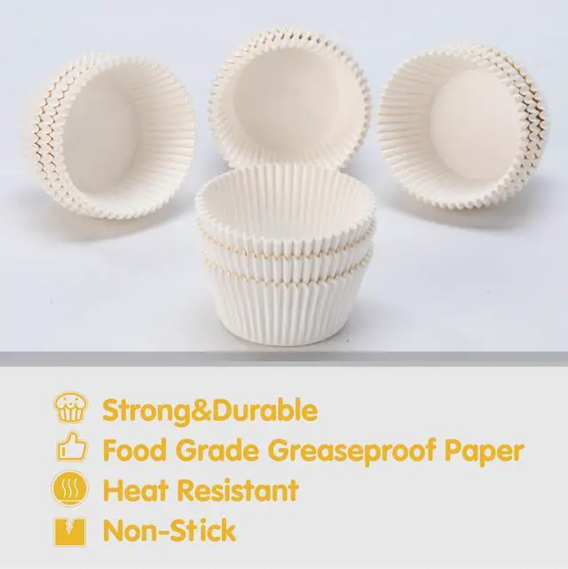 Alt view image 3 of 7 - Mini Cupcake Liners 500 pcs White Mini Muffin Liners, Food&Grade,Greaseproof Paper Baking Cups, for Christmas/Halloween Party by GoldenBakeryFamily