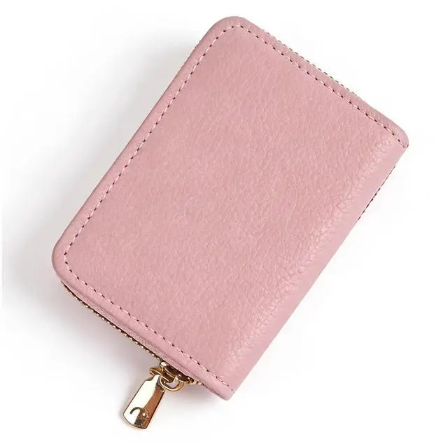 Main image of Credit Card Holder Wallet RFID Blocking - Small Secure PU Leather Card Case for Men Women, 11 Card Slots Compact Credit Card Organizer (Pink)