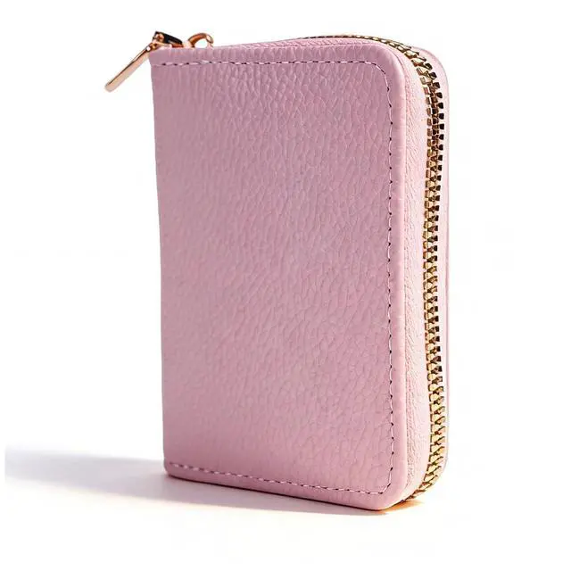 Alt view image 3 of 5 - Credit Card Holder Wallet RFID Blocking - Small Secure PU Leather Card Case for Men Women, 11 Card Slots Compact Credit Card Organizer (Pink)