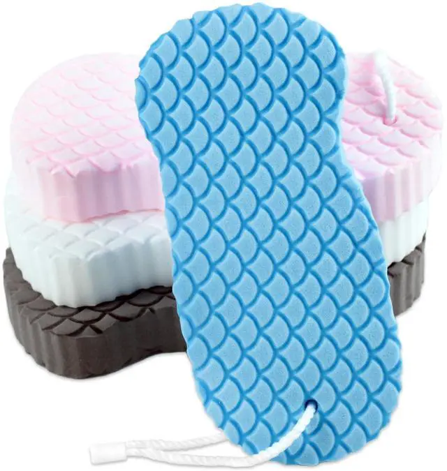 Main image of 4-Pack Exfoliating Bath Sponges Super Soft Shower Sponge Set for Adults & Kids, Gentle Dead Skin Remover, Assorted Colors (Pink, Blue, White, Gray)