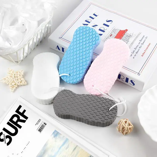 Alt view image 7 of 7 - 4-Pack Exfoliating Bath Sponges Super Soft Shower Sponge Set for Adults & Kids, Gentle Dead Skin Remover, Assorted Colors (Pink, Blue, White, Gray)