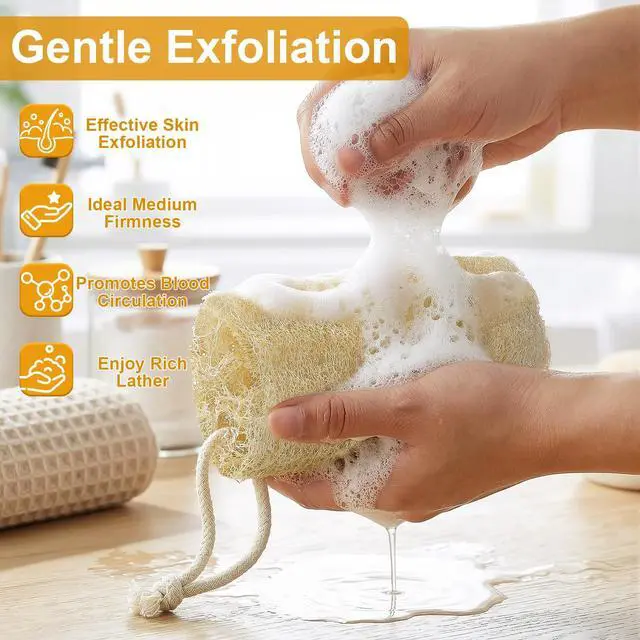 Alt view image 4 of 7 - Natural Loofah Sponge (2 Pcs), 6 Organic Loofah Eco Friendly 100% All Natural Biodegradable luffa Cleaning Exfoliating Body Scrubber Egyptian Loofa for Deep Clean Real loofah Bath Shower Men Women