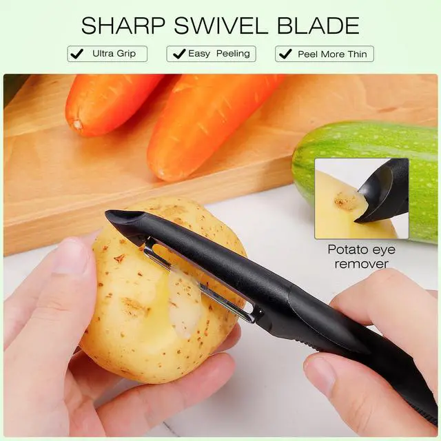 Alt view image 4 of 7 - Upgrade Potato Peeler for Kitchen, 6PCS Stainless Steel Vegetable Peeler, I and Y Veggie Food Peeler for Apple Fruit Carrot Zucchini Cucumber,Good Grip Makes Peeling Very Easy
