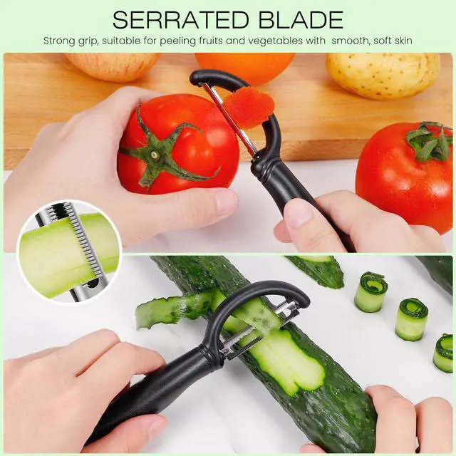 Alt view image 3 of 7 - Upgrade Potato Peeler for Kitchen, 6PCS Stainless Steel Vegetable Peeler, I and Y Veggie Food Peeler for Apple Fruit Carrot Zucchini Cucumber,Good Grip Makes Peeling Very Easy