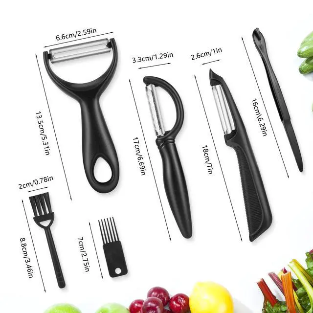 Alt view image 5 of 7 - Upgrade Potato Peeler for Kitchen, 6PCS Stainless Steel Vegetable Peeler, I and Y Veggie Food Peeler for Apple Fruit Carrot Zucchini Cucumber,Good Grip Makes Peeling Very Easy