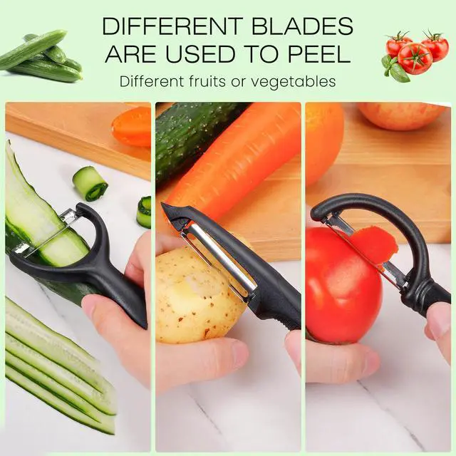 Alt view image 6 of 7 - Upgrade Potato Peeler for Kitchen, 6PCS Stainless Steel Vegetable Peeler, I and Y Veggie Food Peeler for Apple Fruit Carrot Zucchini Cucumber,Good Grip Makes Peeling Very Easy