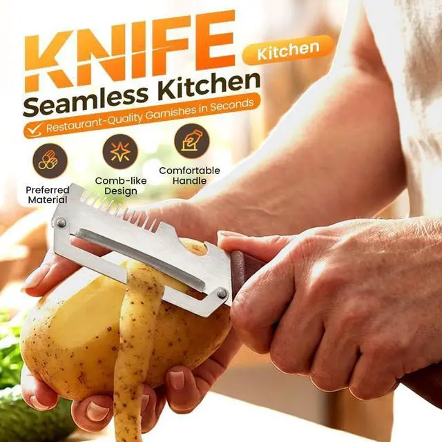 Alt view image 3 of 7 - 2 Pcs 3-in-1 Multifunctional Vegetable Peele, New Stainless Steel Thickened Fruit Peeler with Wooden Handle, Kitchen Peeler for Potato, Carrot