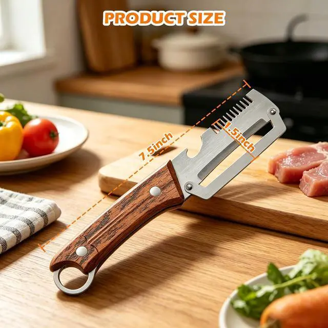 Alt view image 6 of 7 - 2 Pcs 3-in-1 Multifunctional Vegetable Peele, New Stainless Steel Thickened Fruit Peeler with Wooden Handle, Kitchen Peeler for Potato, Carrot