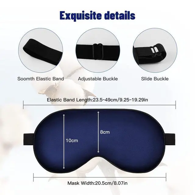 Alt view image 3 of 7 - Silk Eye Mask with Adjustable Strap, Satin Blackout Sleeping Mask for Men&Women, Comfortable Blindfold Eyeshade for Night Sleep(Blue)