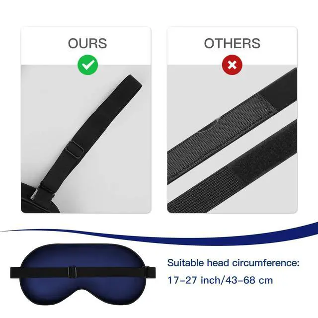Alt view image 4 of 7 - Silk Eye Mask with Adjustable Strap, Satin Blackout Sleeping Mask for Men&Women, Comfortable Blindfold Eyeshade for Night Sleep(Blue)