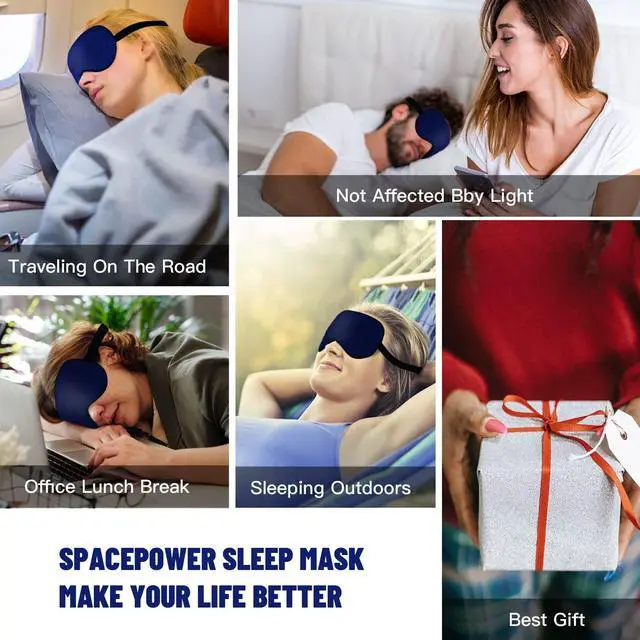 Alt view image 5 of 7 - Silk Eye Mask with Adjustable Strap, Satin Blackout Sleeping Mask for Men&Women, Comfortable Blindfold Eyeshade for Night Sleep(Blue)