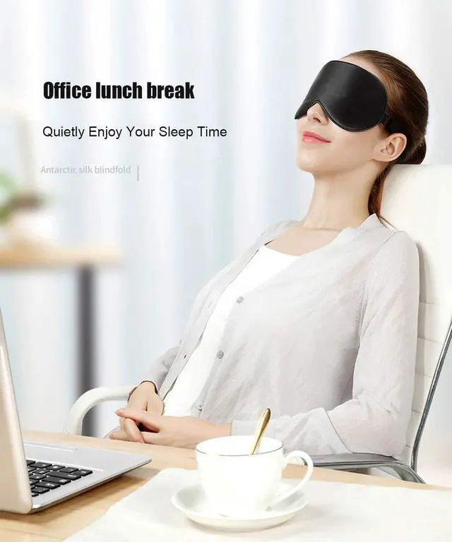 Alt view image 7 of 7 - Silk Eye Mask with Adjustable Strap, Satin Blackout Sleeping Mask for Men&Women, Comfortable Blindfold Eyeshade for Night Sleep(Blue)