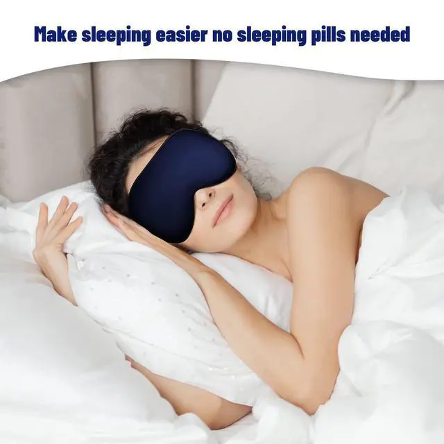 Alt view image 6 of 7 - Silk Eye Mask with Adjustable Strap, Satin Blackout Sleeping Mask for Men&Women, Comfortable Blindfold Eyeshade for Night Sleep(Blue)