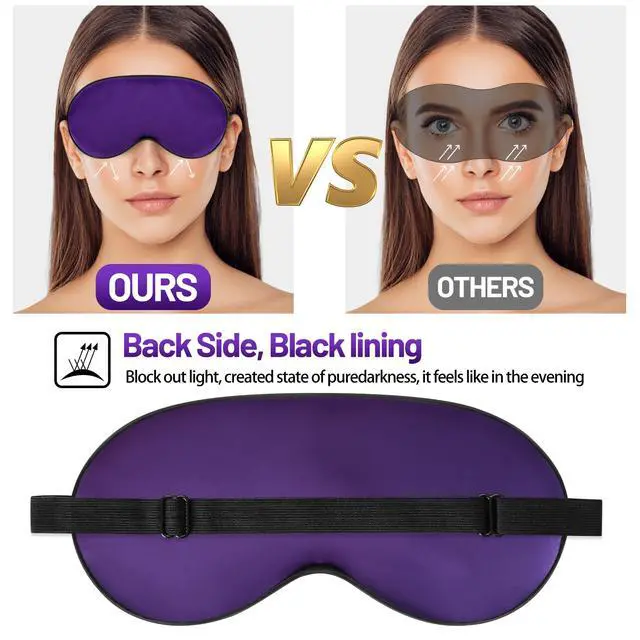 Alt view image 4 of 7 - Sleep Mask, Silk Eye Mask for Sleeping with Adjustable Strap, Blindfold Eyeshade for Men & Women, Comfortable & Soft Eye Cover Eyeshade for Night Sleep (Dark Purple)