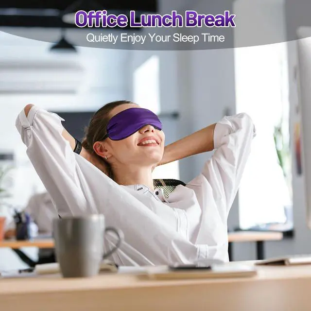 Alt view image 6 of 7 - Sleep Mask, Silk Eye Mask for Sleeping with Adjustable Strap, Blindfold Eyeshade for Men & Women, Comfortable & Soft Eye Cover Eyeshade for Night Sleep (Dark Purple)