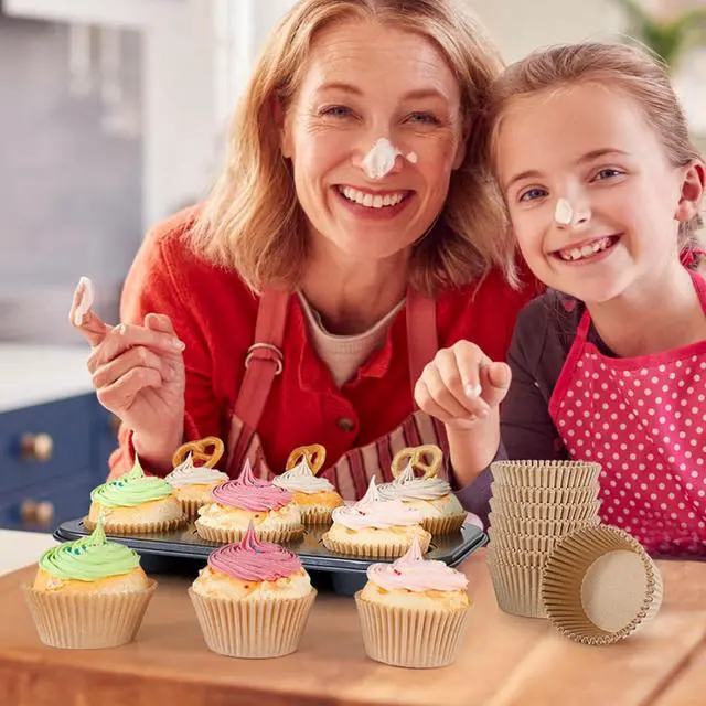 Alt view image 2 of 7 - 300pcs Standard Cupcake Muffin Liners for Baking - Odorless Greaseproof Paper Muffin Baking Cups for Wedding Birthday Party Baby Shower Festivals (Natural)