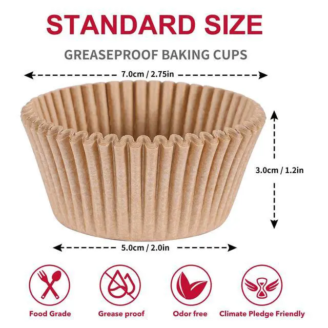 Alt view image 6 of 7 - 300pcs Standard Cupcake Muffin Liners for Baking - Odorless Greaseproof Paper Muffin Baking Cups for Wedding Birthday Party Baby Shower Festivals (Natural)