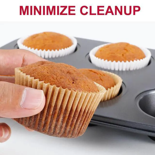 Alt view image 5 of 7 - 300pcs Standard Cupcake Muffin Liners for Baking - Odorless Greaseproof Paper Muffin Baking Cups for Wedding Birthday Party Baby Shower Festivals (Natural)
