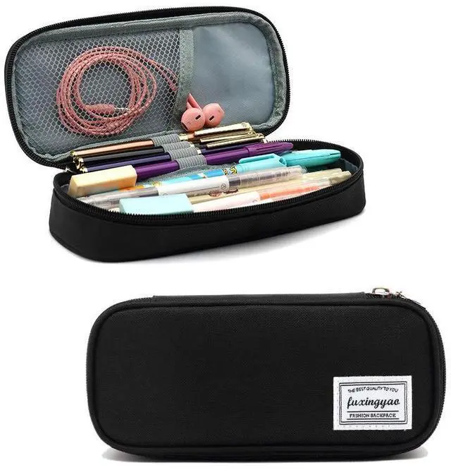 Main image of Pencil Case, Multi- Slot Pencil Pouch, Portable Pencil Bag, Pen Case for& Office(Black)