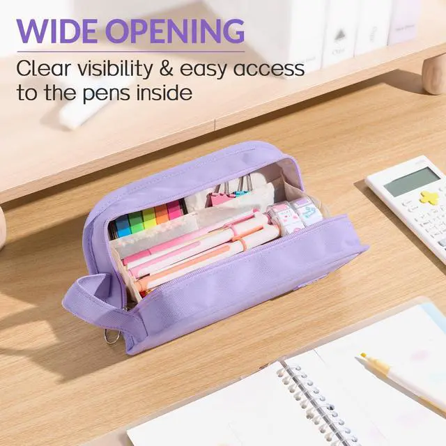 Alt view image 2 of 5 - Wide Opening Pencil Case, Large Capacity Pencil Pouch