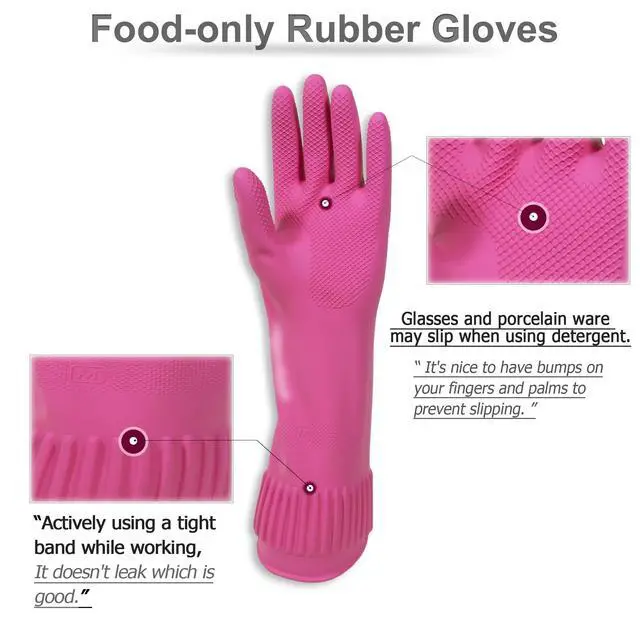 Alt view image 2 of 7 - Mamison Quality Rubber Gloves Pink Size M, Waterproof Rubber Gloves 1 Pairs, Korean Home and Improvement Brand