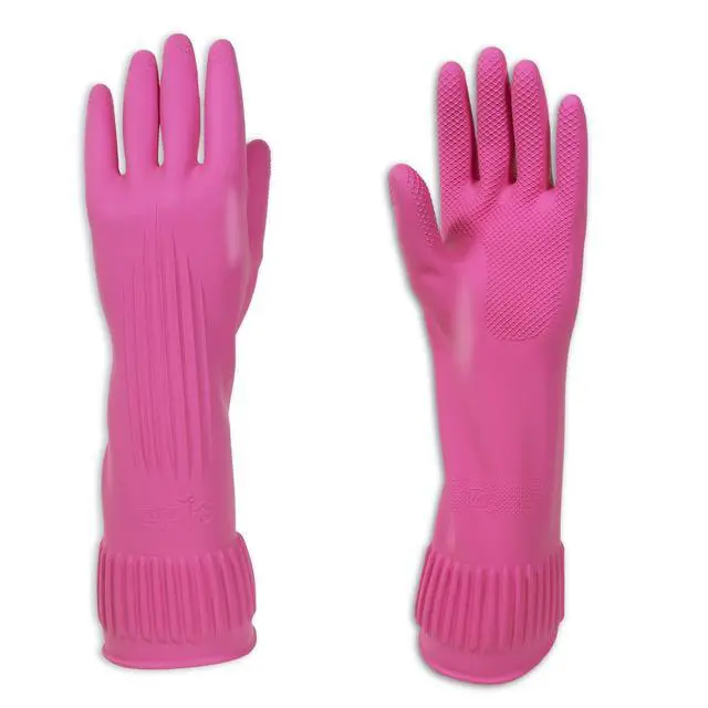 Alt view image 6 of 7 - Mamison Quality Rubber Gloves Pink Size M, Waterproof Rubber Gloves 1 Pairs, Korean Home and Improvement Brand