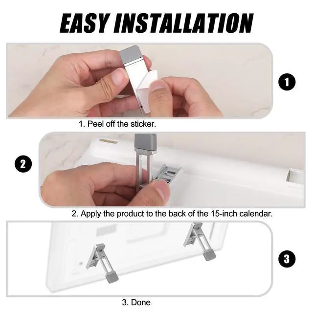 Alt view image 4 of 7 - 2pcs Adjustable Desktop Stands for 15in Calendar, Aluminum Alloy Stands with Tilt Adjustment Wall Fridge & Desk Mounts for Digital Family Organizer