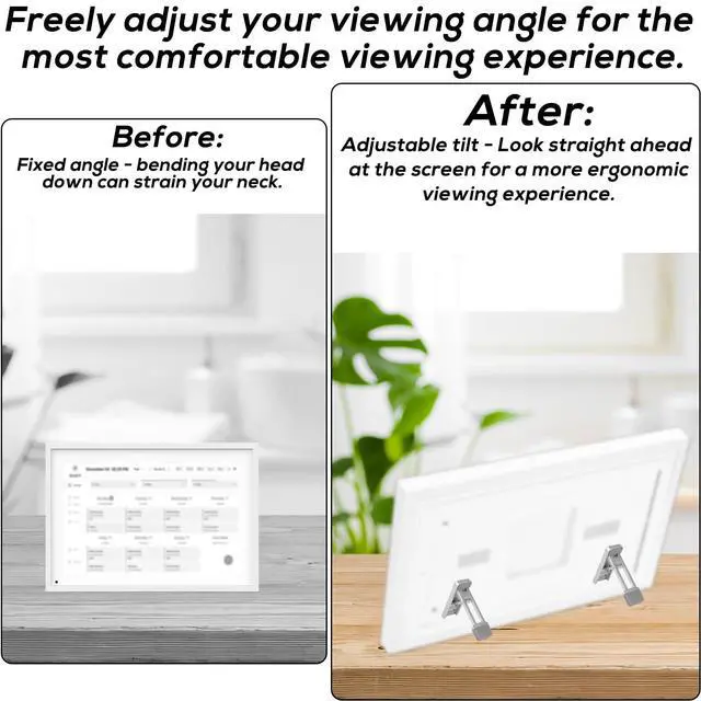 Alt view image 5 of 7 - 2pcs Adjustable Desktop Stands for 15in Calendar, Aluminum Alloy Stands with Tilt Adjustment Wall Fridge & Desk Mounts for Digital Family Organizer