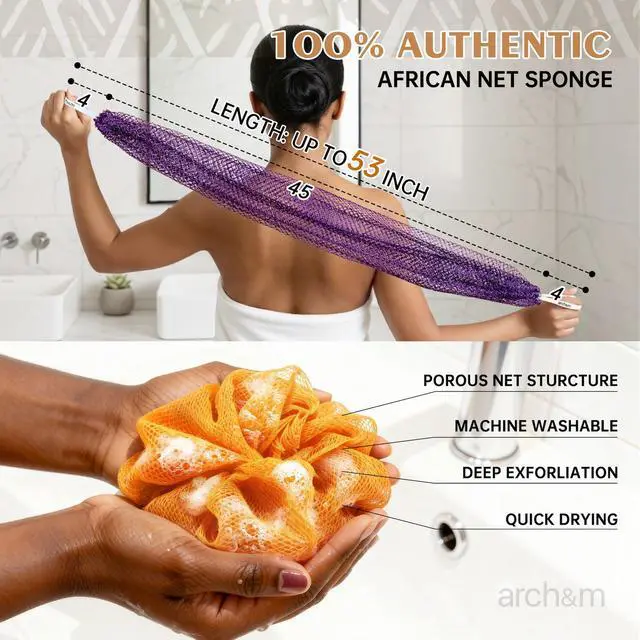Alt view image 2 of 7 - African Net Sponge Authentic Exfoliating Shower Bath Loofah