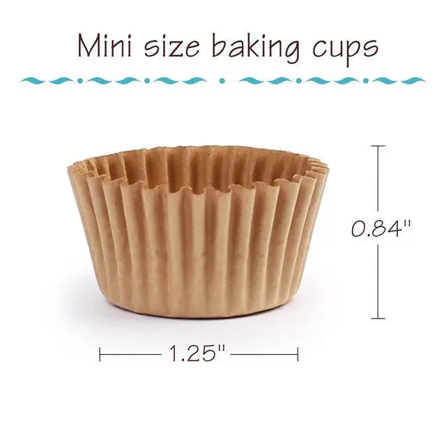 Alt view image 2 of 7 - 500Pcs Mini Cupcake Liners, Natural Muffin Liners Baking Cups, Greaseproof Paper Cupcake Wrappers, No Smell, Unbleached