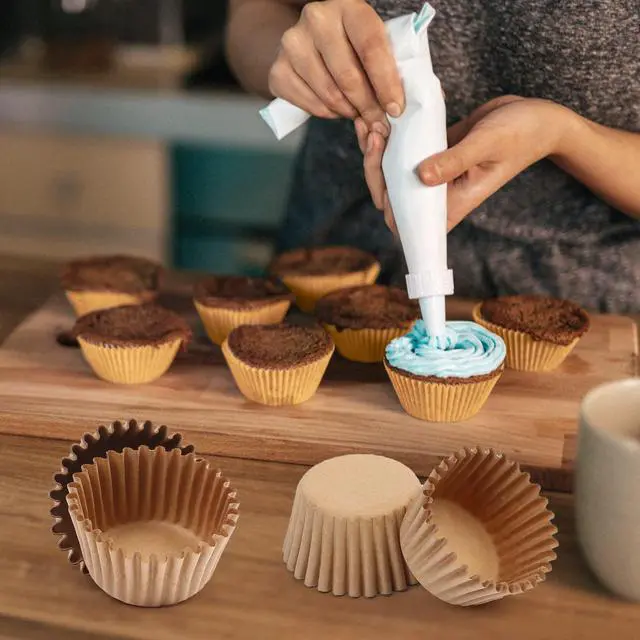 Alt view image 7 of 7 - 500Pcs Mini Cupcake Liners, Natural Muffin Liners Baking Cups, Greaseproof Paper Cupcake Wrappers, No Smell, Unbleached