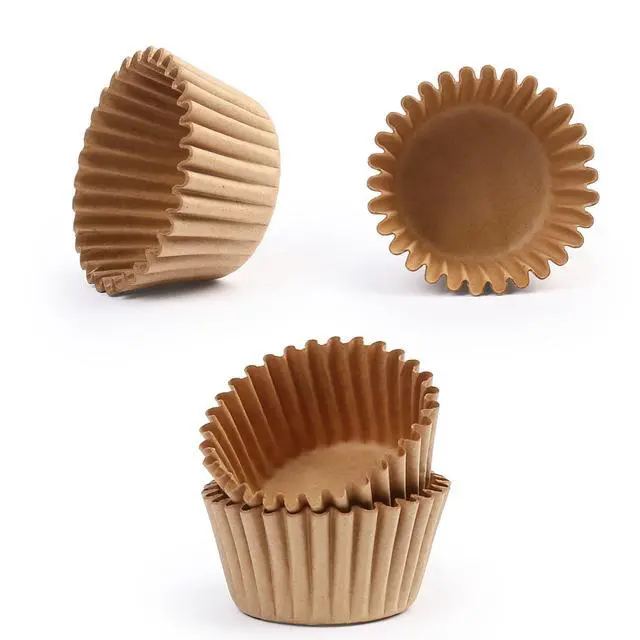 Alt view image 4 of 7 - 500Pcs Mini Cupcake Liners, Natural Muffin Liners Baking Cups, Greaseproof Paper Cupcake Wrappers, No Smell, Unbleached