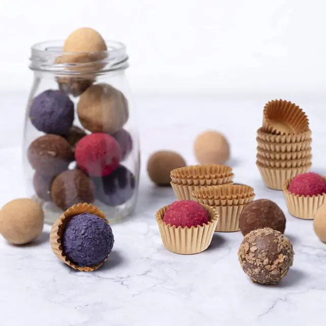 Alt view image 6 of 7 - 500Pcs Mini Cupcake Liners, Natural Muffin Liners Baking Cups, Greaseproof Paper Cupcake Wrappers, No Smell, Unbleached