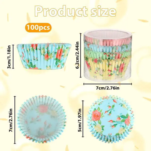 Alt view image 2 of 7 - Floral Cupcake Liners, 100 Pcs Colorful Tea Party Paper Muffin Liners Decorative Spring Flower Baking Paper Cupcake Wrappers for Wedding Bridal Shower Birthday Party Decorations